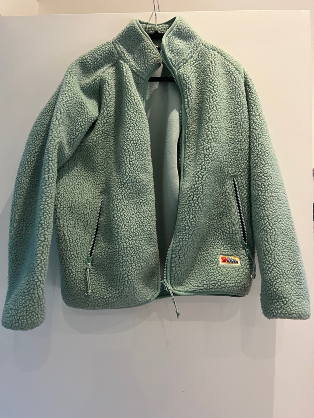Fjallraven Light Sage Green Sherpa Fleece Zip Jacket women’s size medium